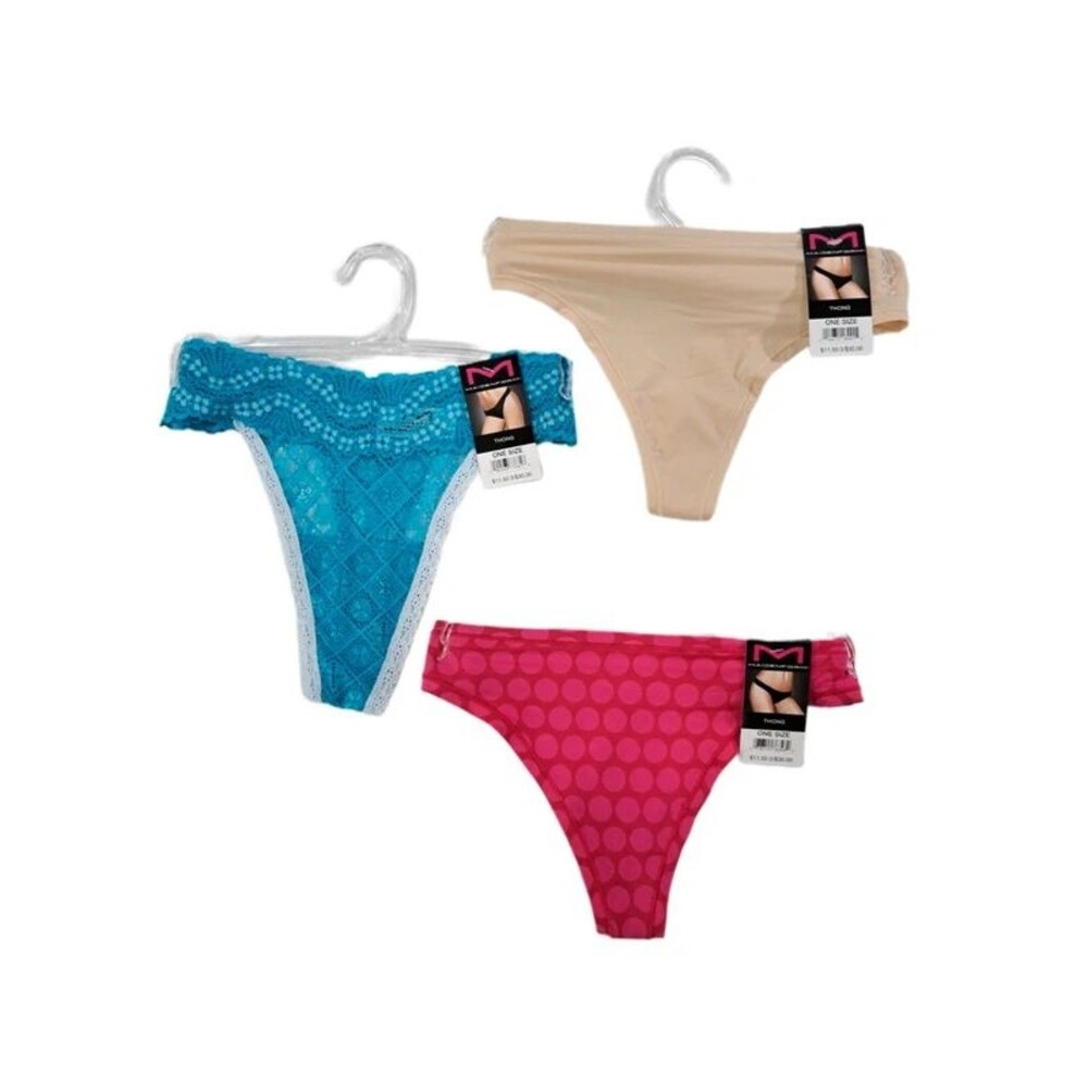 Maidenform 3-pack Variety Thong Panties Women's OS (OSFM One-Size) Fits S-2XL